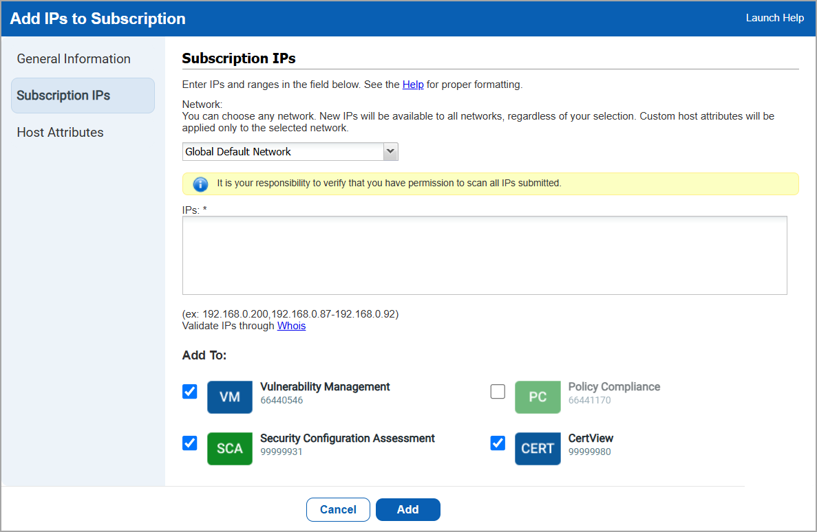 Add IPs to Subscription workflow