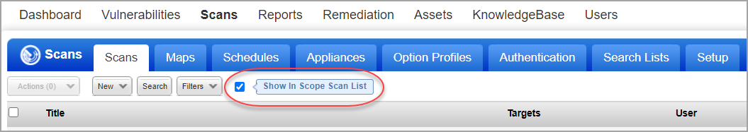 Show In Scope Scan List option for sub-users