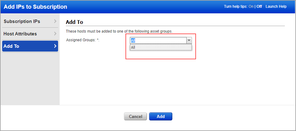 Add IPs to Subscription workflow for sub-users with All group
