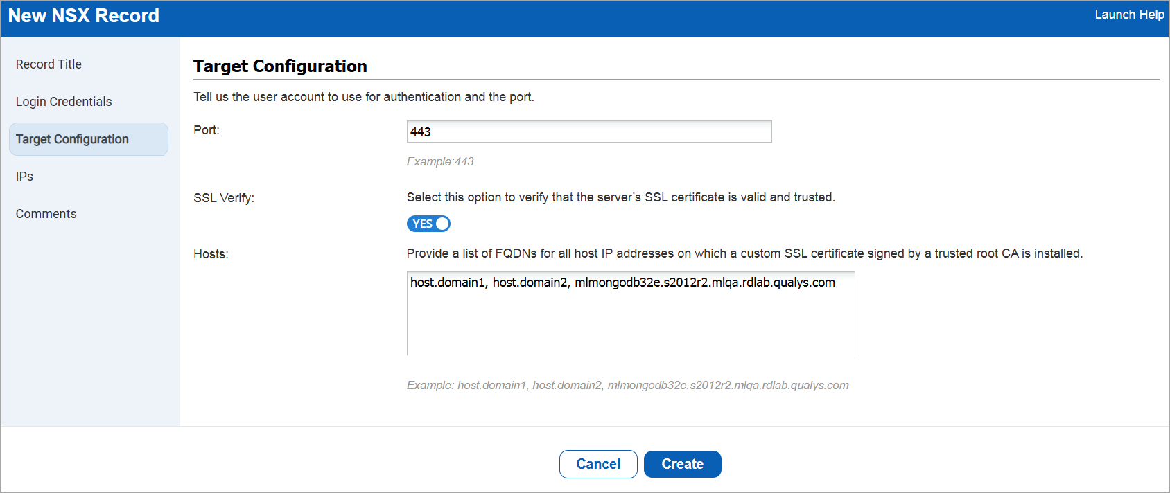 Setting the target configuration.