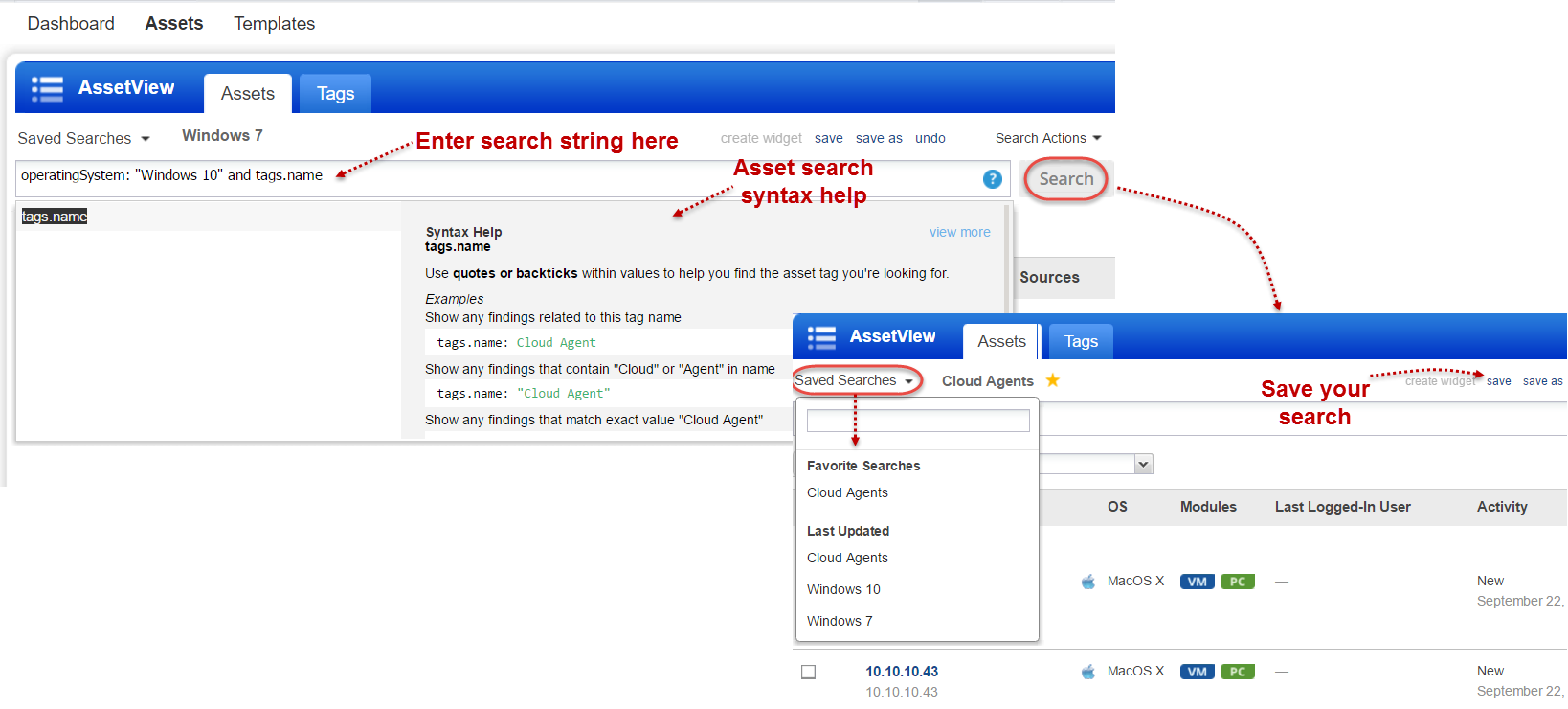 asset search query in AssetView and how to save your search query