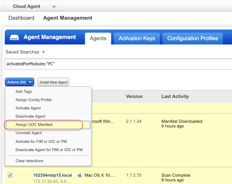 Assign UDC Manifest bulk option in Cloud Agent app.