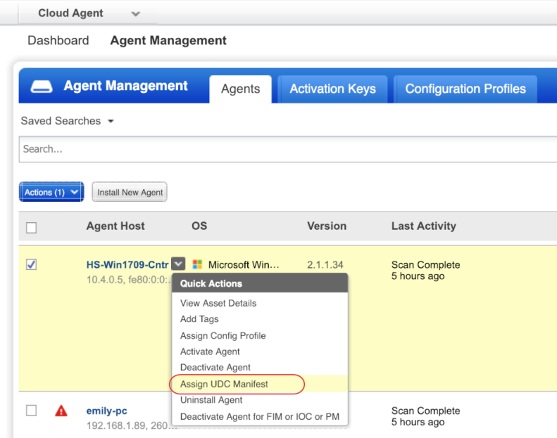 Assign UDC Manifest option in Cloud Agent app.