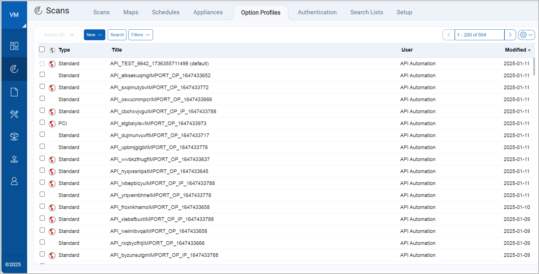 Viewing Option Profiles for ICS OT Device Scan