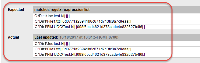 Sample report with Directory Integrity Check - Expected and Actual values match (Pass)