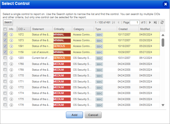 Select control window with some controls selected