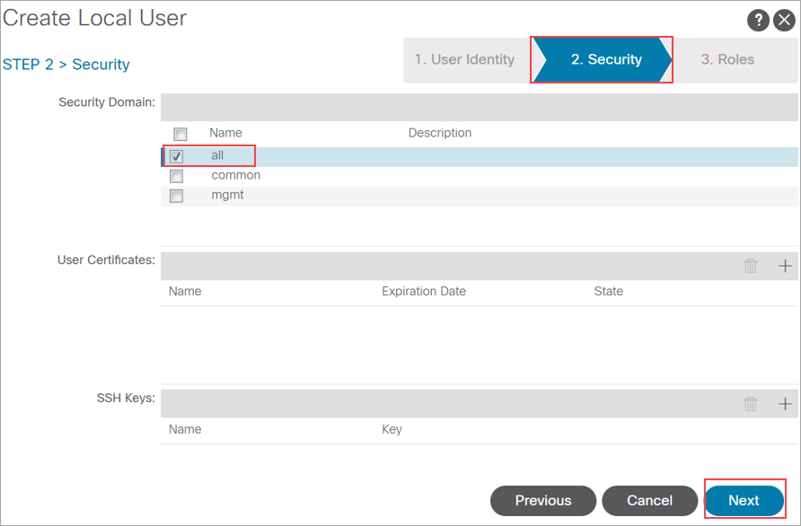 Select Security domain as all in Security domain.