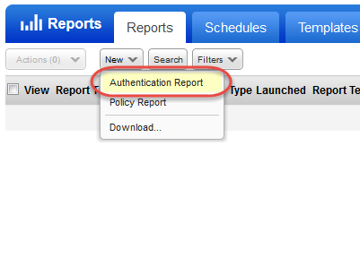 New Authentication Report option when running reports from SCA