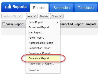New Consultant Report menu option under Reports