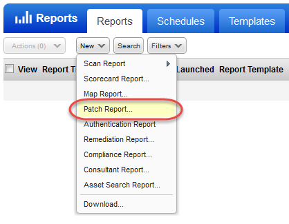 New Patch Report menu option under Reports
