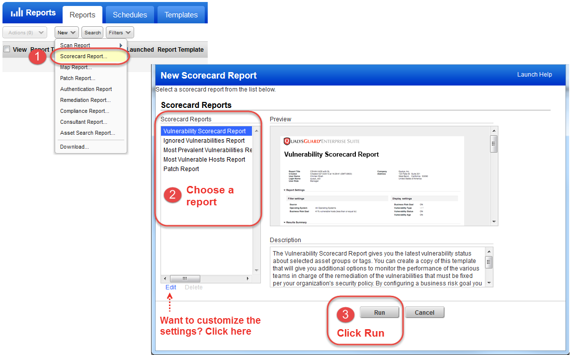 New Scorecard Report menu option under Reports