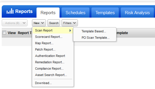 New Scan Report option under Reports