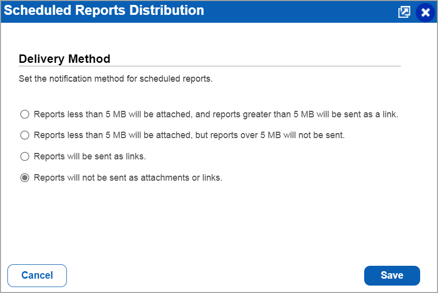 Scheduled report distribution window