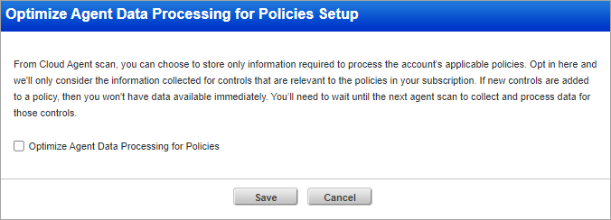 Optimize agent data processing for policies setup window