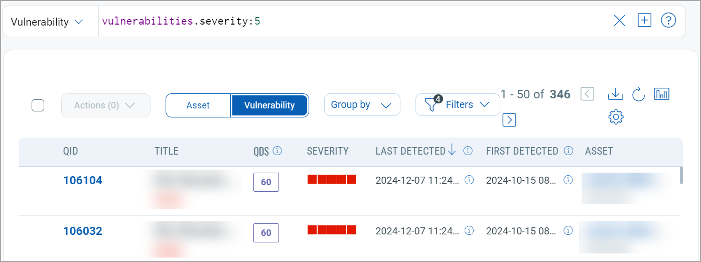 Use of tokens to search vulnerabilities by their severity.