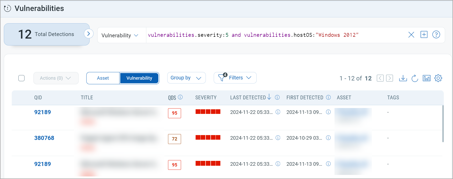 Using the left pane filters of operating system packs to narrow down vulnerabilities.