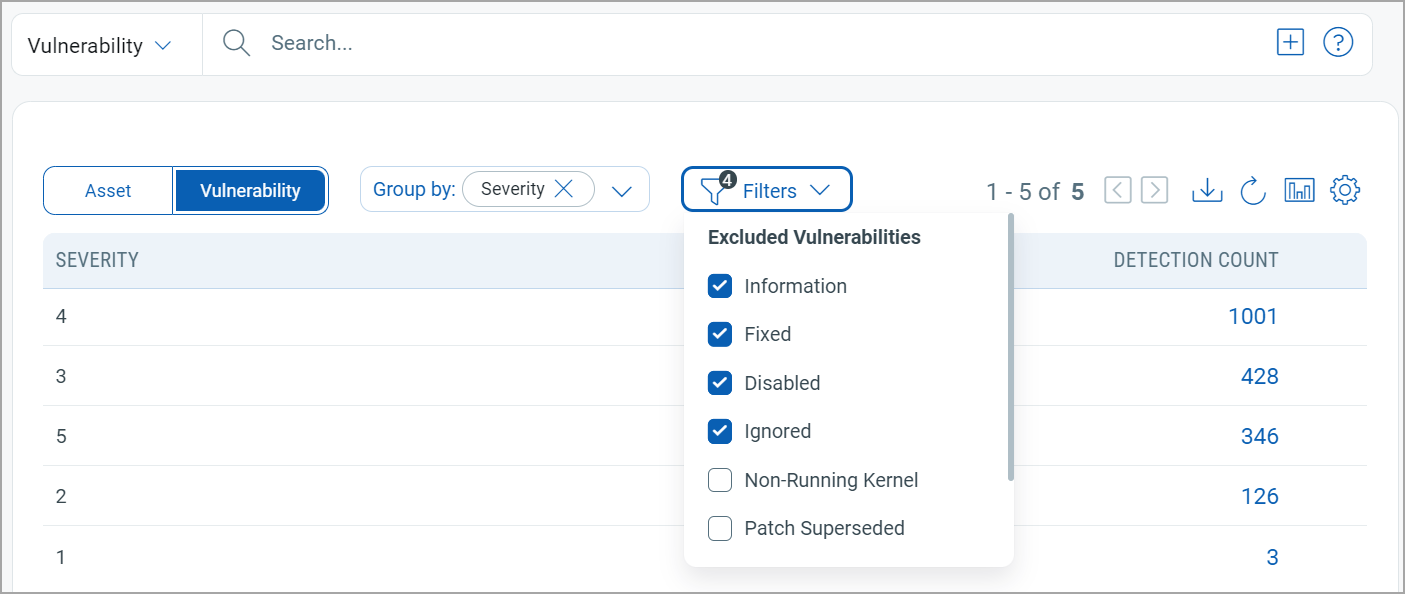 Additional filter option to further narrow down search of 
vulnerabilities.