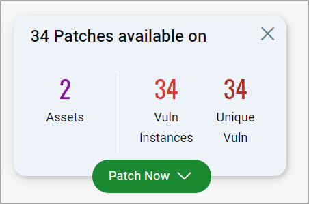 Details of assets and vulnerabilities that will be fixed with the available patches.
