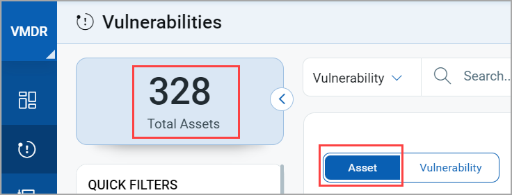 Total Assets count, in the Asset field.
