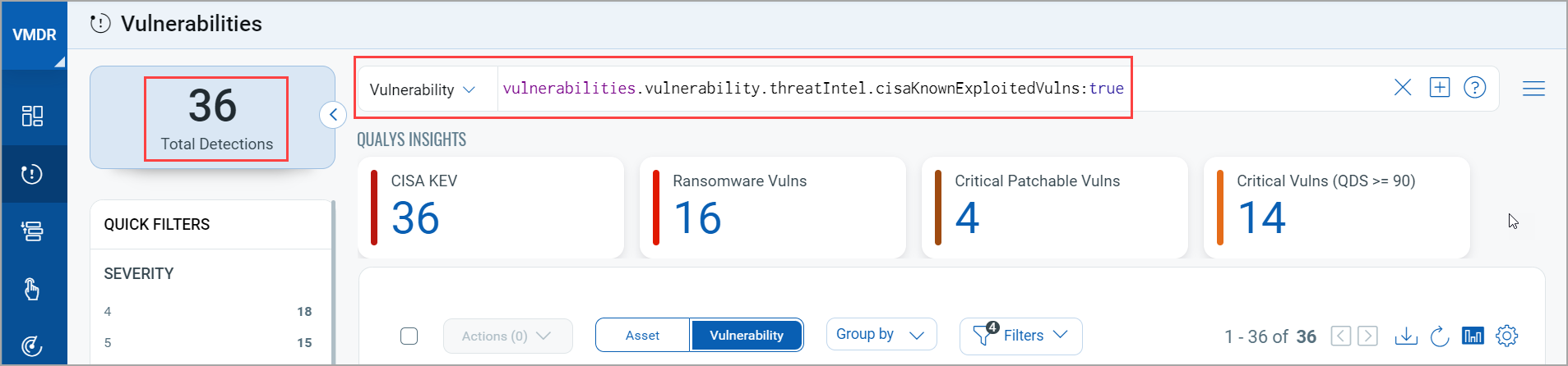 CISA KEV example, in Vulnerability field.