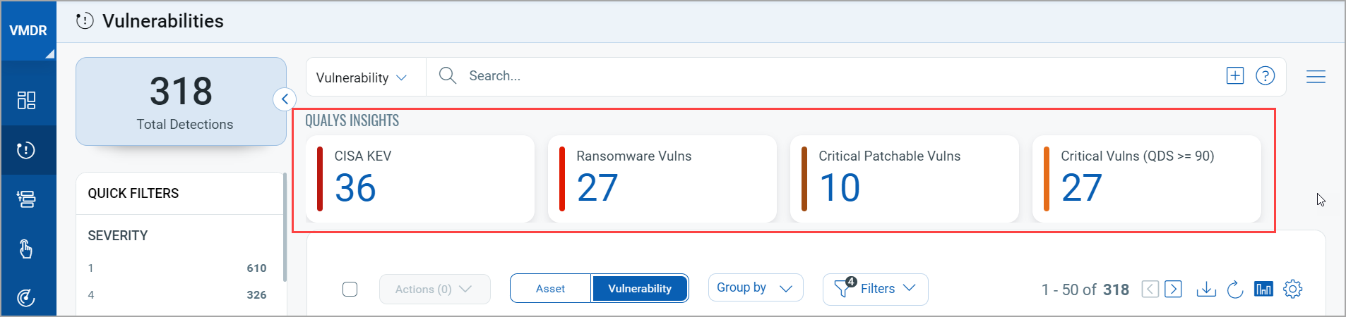 Qualys Insights for Vulnerability field