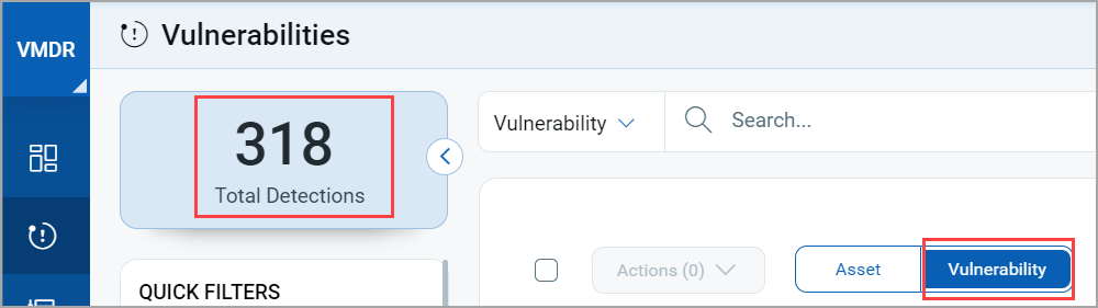 Total Detections count, in Vulnerability field.