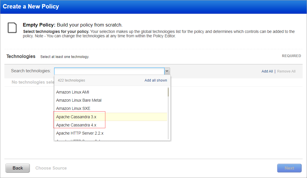 Create policy for Cassandra. 
