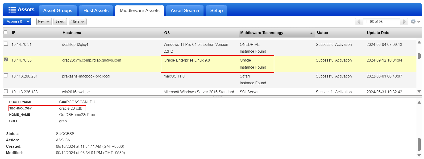 Oracle 23ai Multitenant option in Middleware Assets