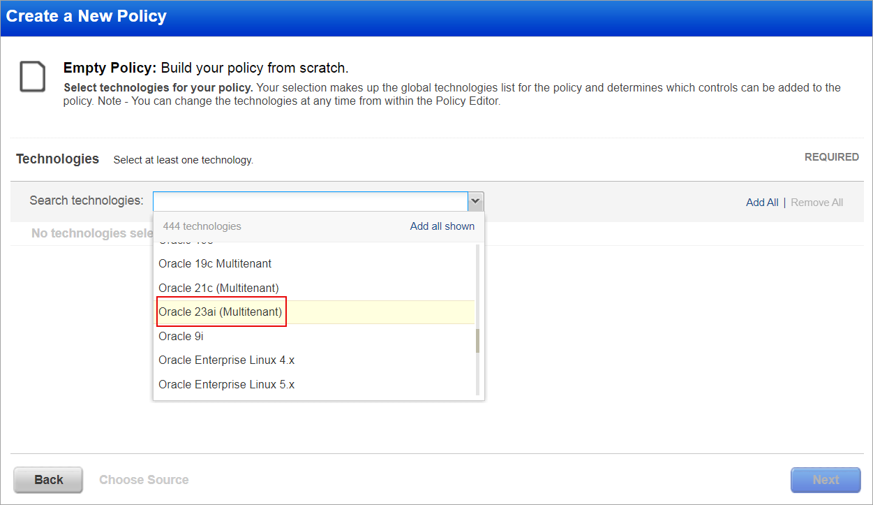 Oracle 23ai Multitenant option when creating a new policy