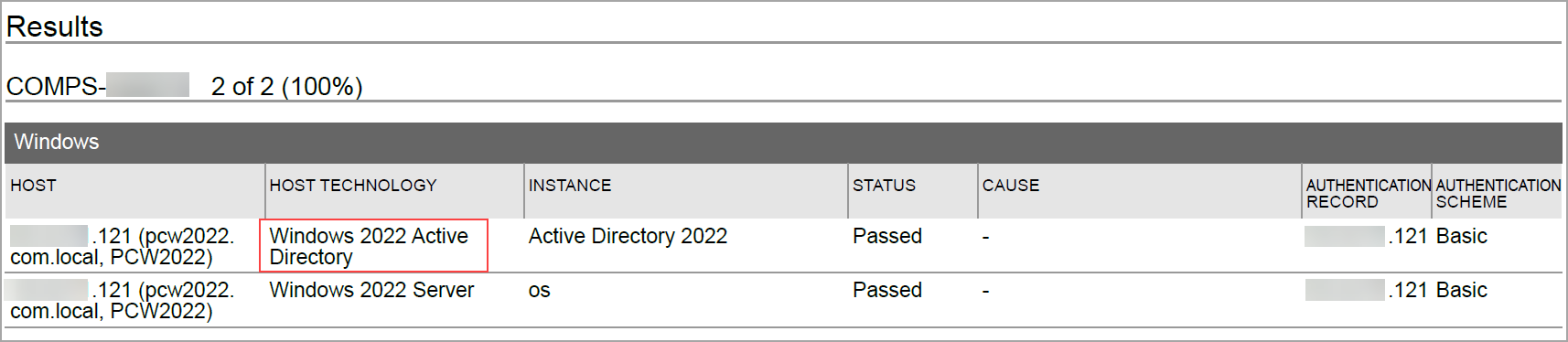 Showing Windows 2022 active Directory in the result section.