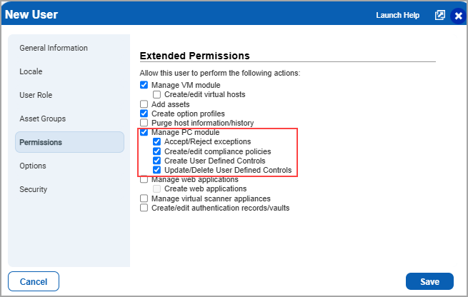 Permissions to manage PC modules.
