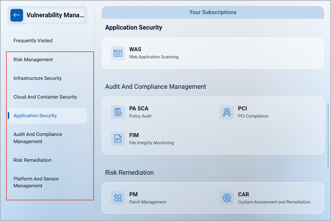 Application categories