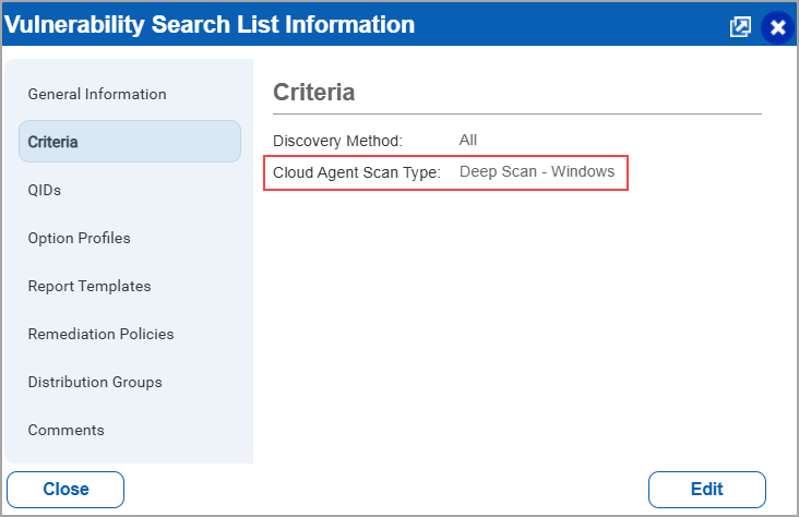 Visibility of deep scan in search list info.