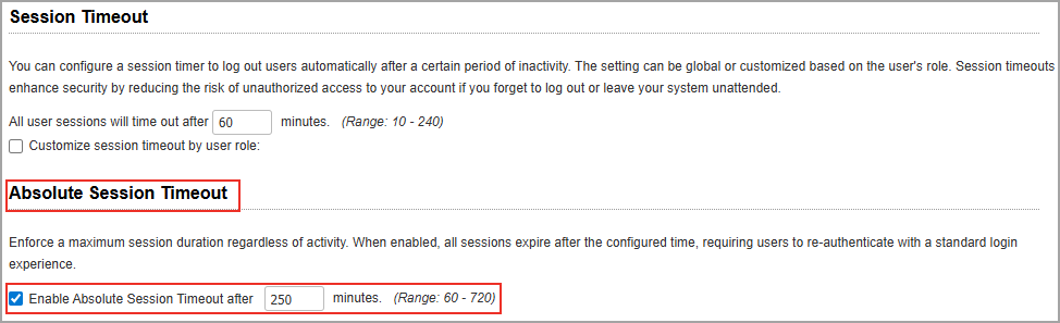 Added Absolute Session Timeout. 