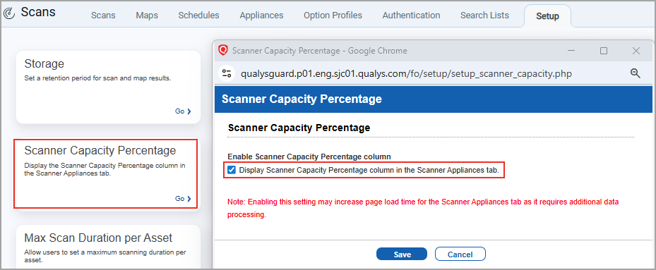 Scanner capacity percentage.