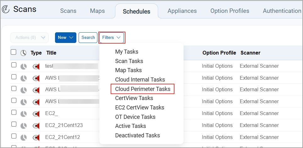 View Cloud Perimeter Tasks under Schedules tab.