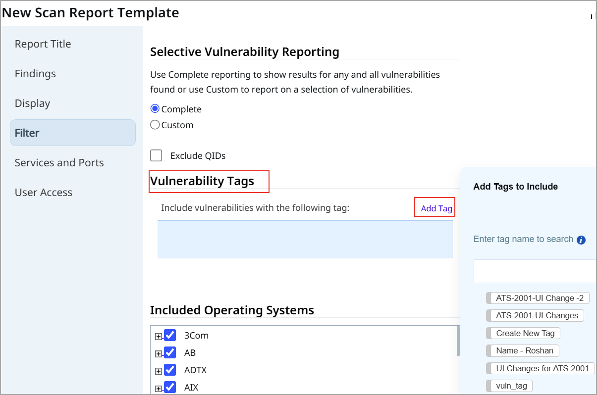 Add tags in Vulnerability Tags section.