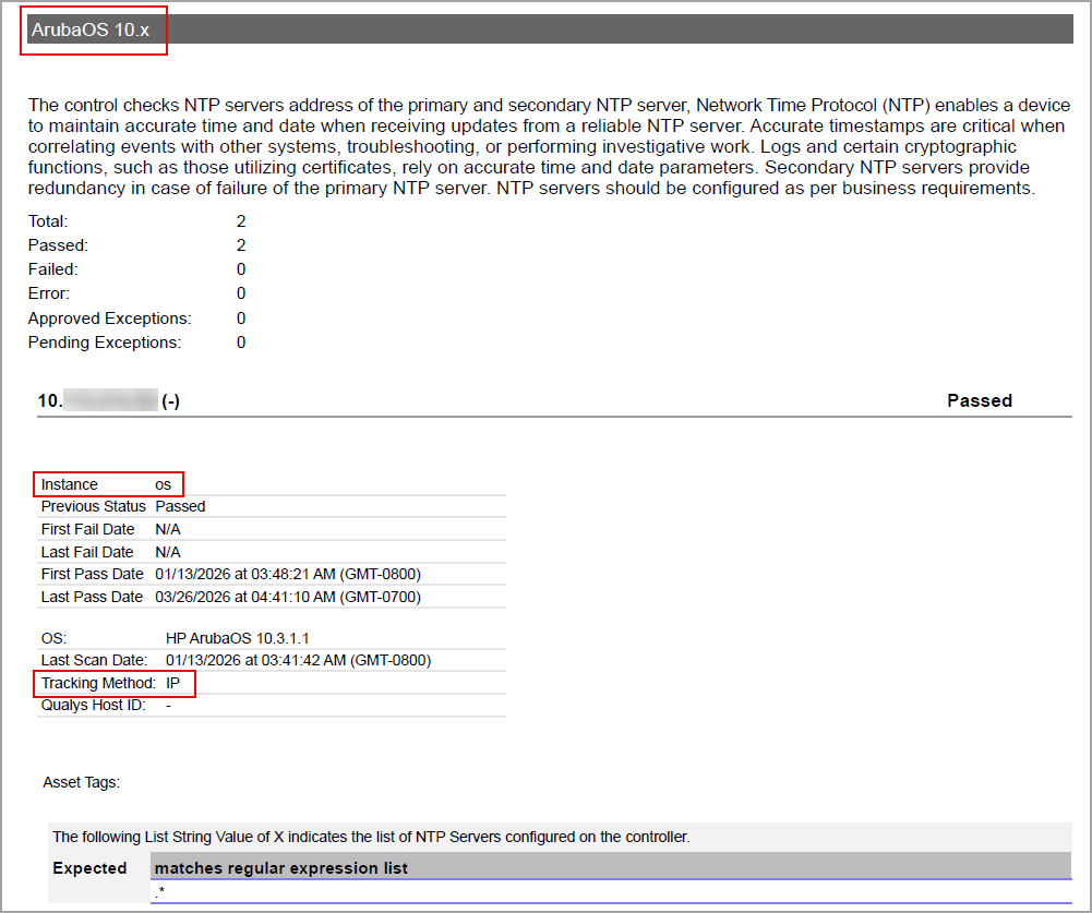 Tracking method shown as IP for ArubaOS.