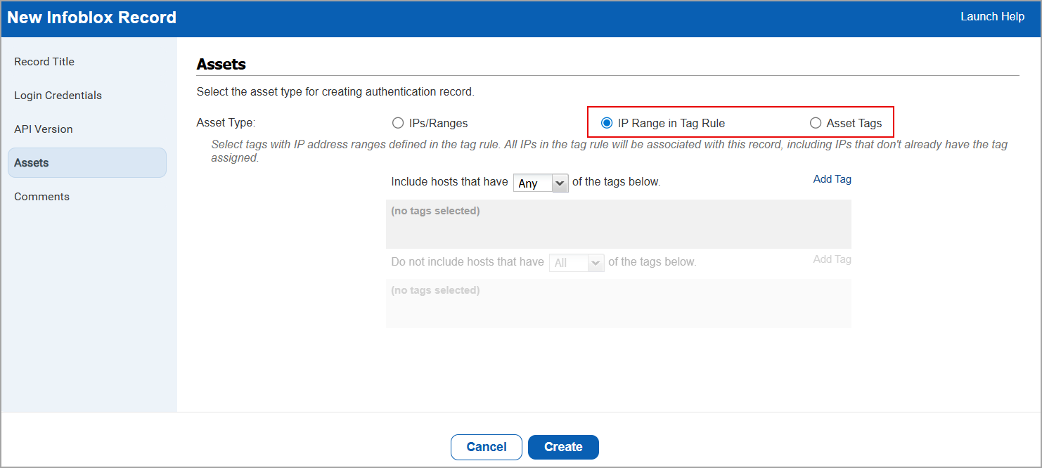Tag based support for authentication records.