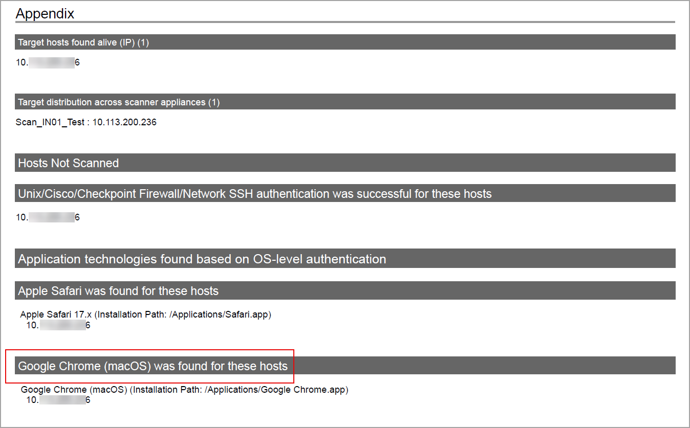 Google Chrome (macOS) displayed in the Appendix section of policy report.