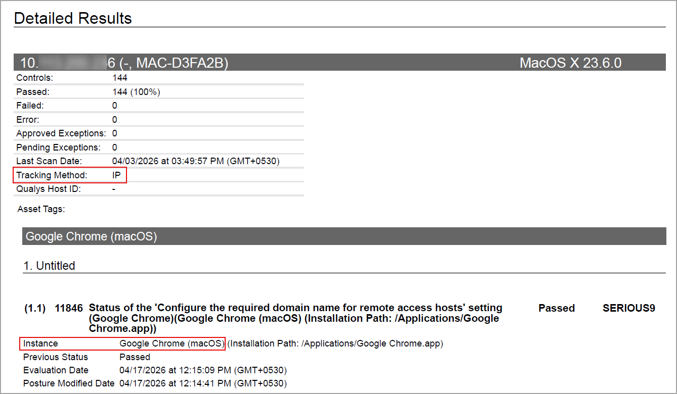 Instance Google chrome macOS and tracking method as IP.