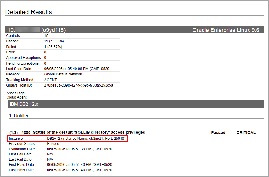 IBM DB2 displayed as instance with tracking method as AGENT.