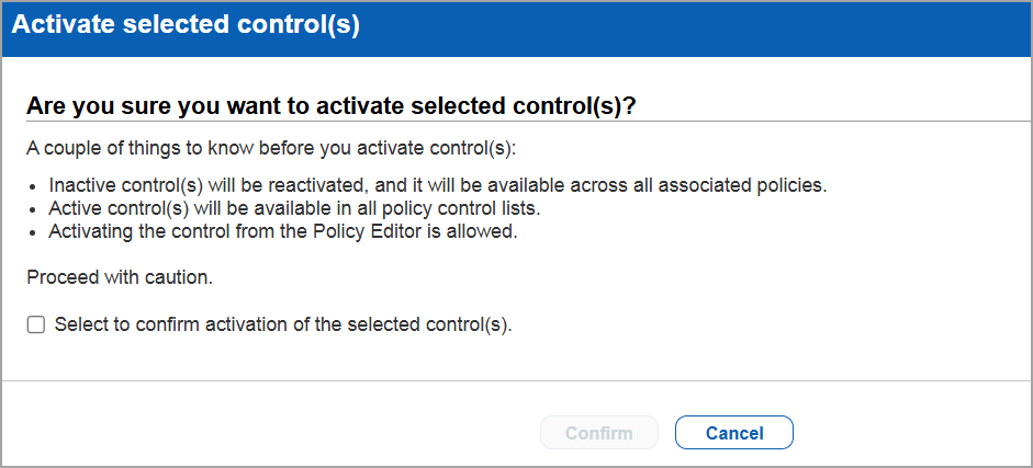 Activate warning when activating a control.