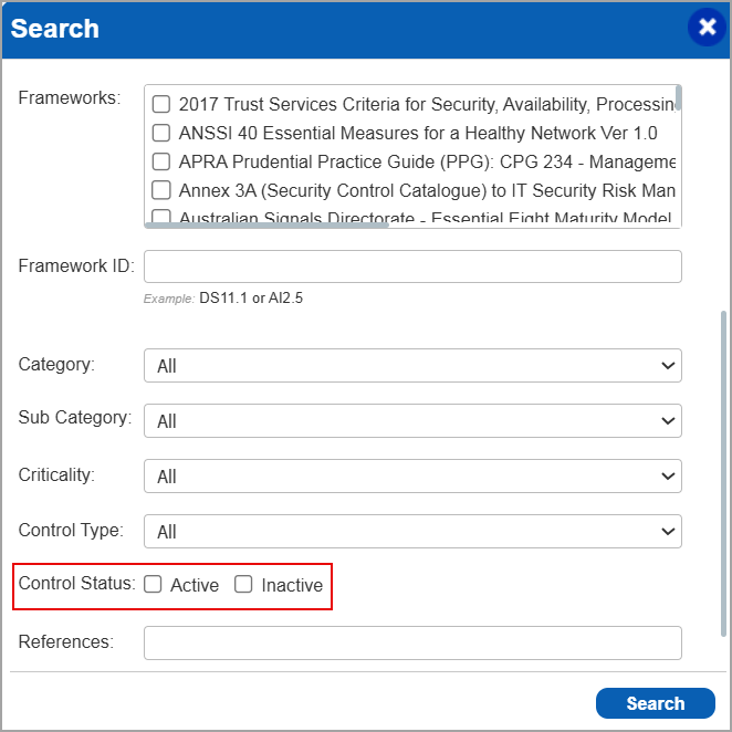 Search using Control Status.