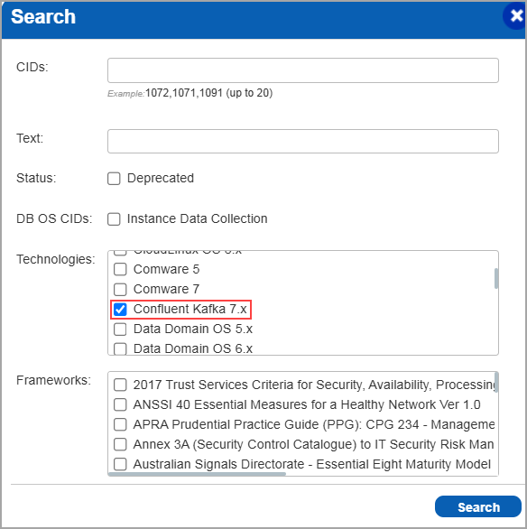 Select Confluent kafka as the technlogy to search.