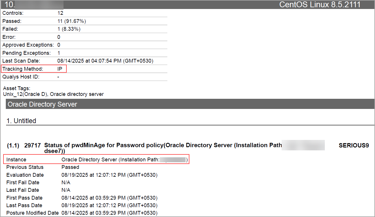 Scanner report displaying the technology.