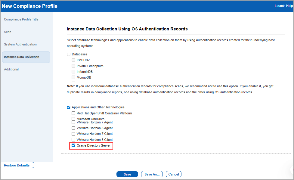 Oracle directory server option.