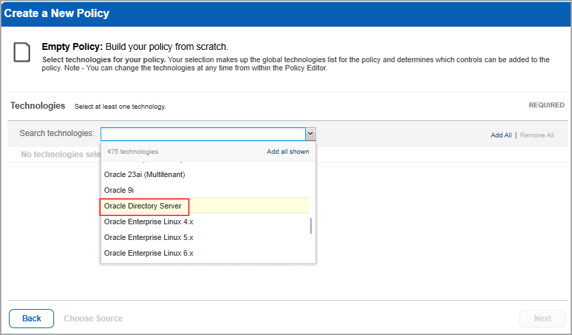 Select the technology while creating policy.