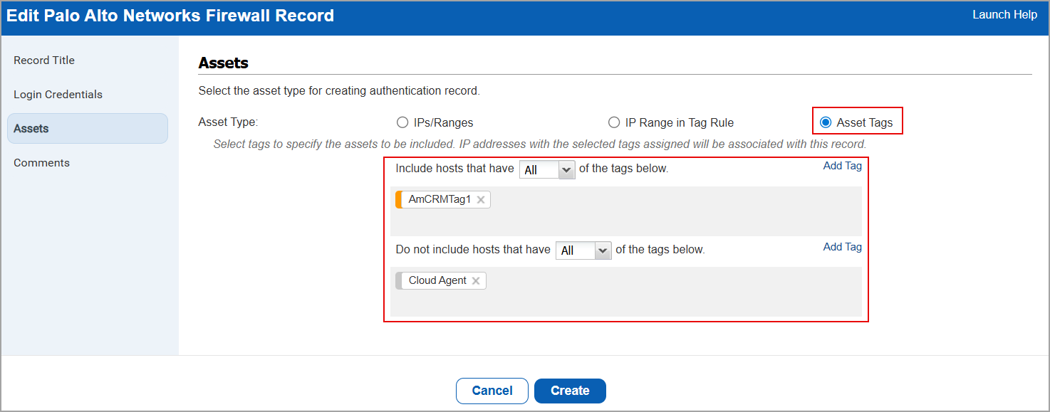 Asset tags on edit page.