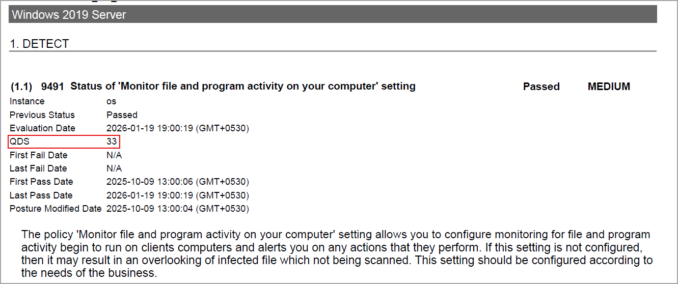 QDS in PDF report format.